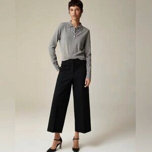 J.Crew Black Sydney wide-leg pant in bi-stretch cotton blend OP